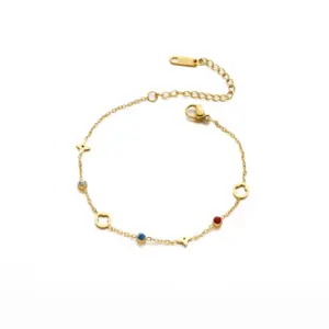 Qyb5064 Diamond Three-Color Diamond Anklet / Gold