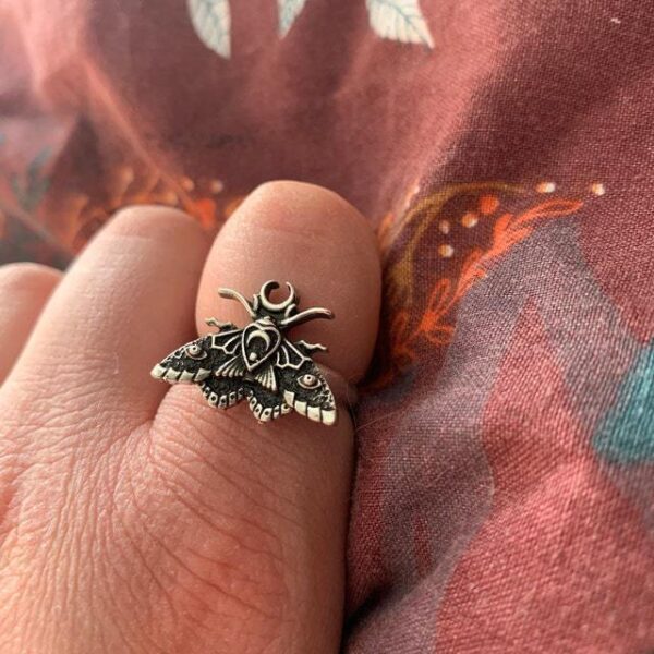 Wholesale AliExpress Europe and the United States new vintage personality moth moon phase opening ring exaggerated beetle punk ring