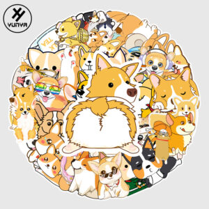 Wholesale 50 sheets of non-repeating cartoon Corgi graffiti animal luggage bike piano car waterproof decorative stickers