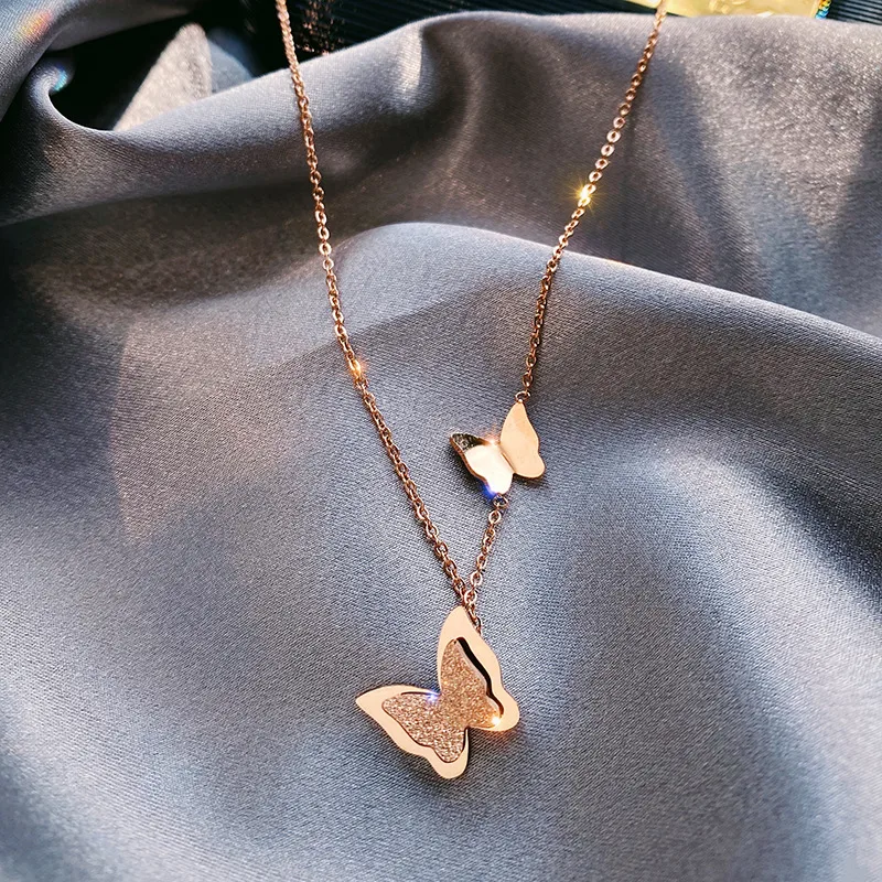 Wholesale Elegant Butterfly Titanium Steel Plating Necklace