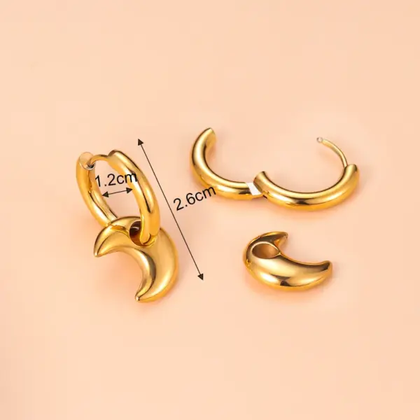 Wholesale Moon 304 Stainless Steel Stainless Steel Earrings