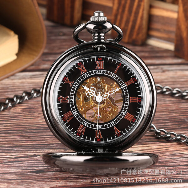 Wholesale Foreign Trade Hot Pocket Watch Chinese Style Double Crane Play Bead Pattern Hollow Relief Octopus Manual Mechanical Large Pocket Watch