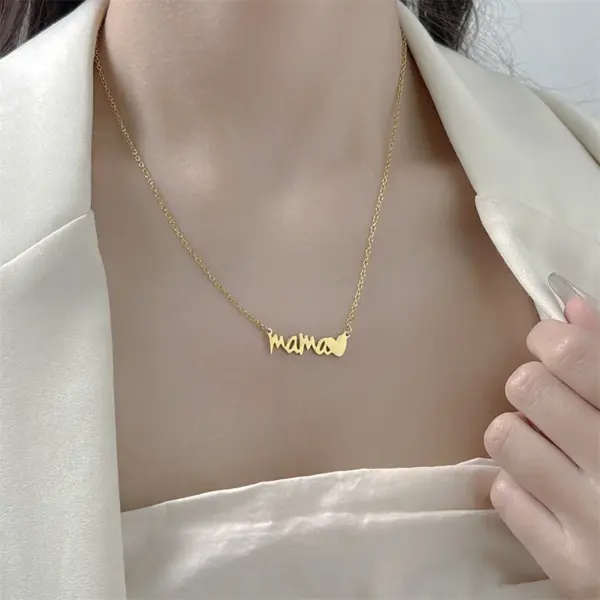 Wholesale Lady Mama Letter Heart Shape Titanium Steel Plating Necklace