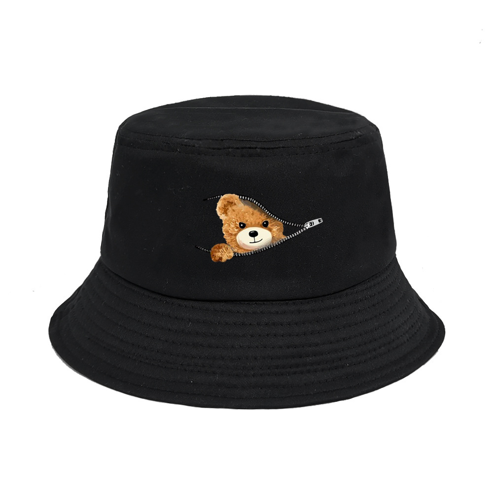 Wholesale Cross-border New Printed Bear Fisherman Hat Japanese and Korean Face Small Basin Hat Foreign Trade Men's and Women's Outdoor Sunshade Hat Su