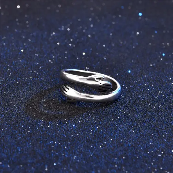 Wholesale PVD Coated White Gold Plated Gesture Stainless Steel Fashion Waterproof Non Tarnish Rings