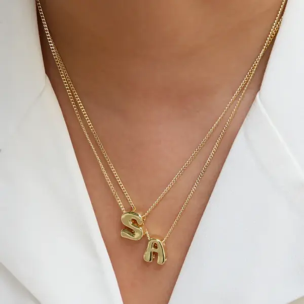 Popular 18K Brass Glossy DIY Name Bracelet Necklace 26 English Letters Pendant Parts