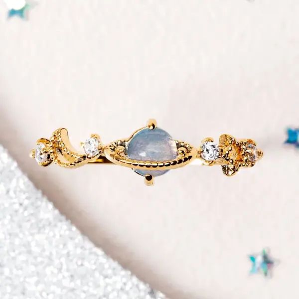 Wholesale Lady Star Brass Rings Star Gem Copper Rings