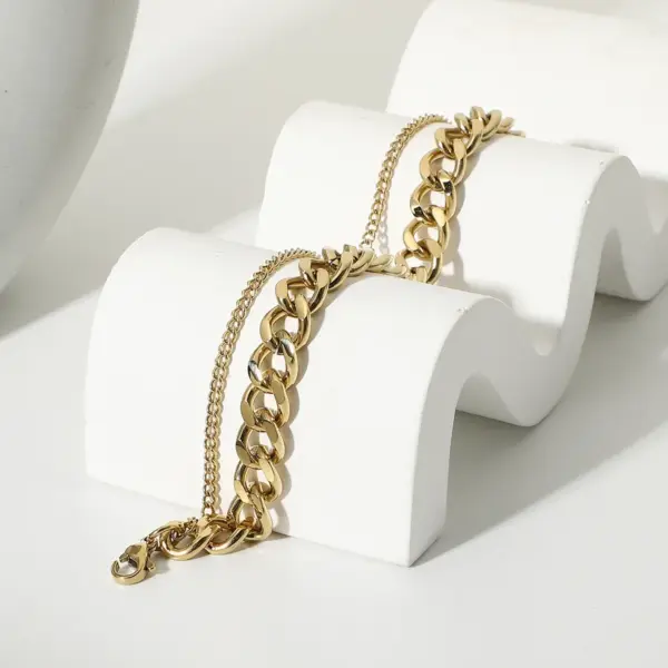 Wholesale Simple Double Layer Stainless Steel Chain Bracelet