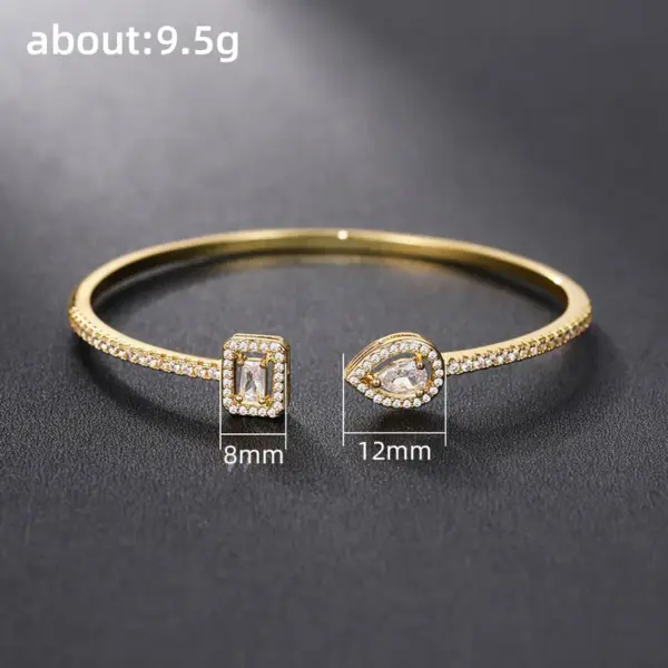 Fashion Square Water oplets Copper Inlay Zircon Bangle 1 Piece