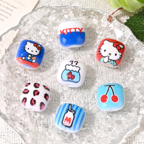 Wholesale Cartoon Cute Double-Sided Printed Steamed Bun Beads OLY Exclusive