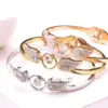 Wholesale Elegant Angel Wings Titanium Steel Inlay Zircon Bangle
