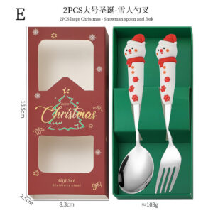 Snowman spoon and fork 2-piece set e [silver]
