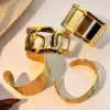 PVD Coated Real Gold Plated 18K Geometric Stripe Spiral 304 Stainless Steel Elegant Classic Style Waterproof Non Tarnish Wide Bracelet