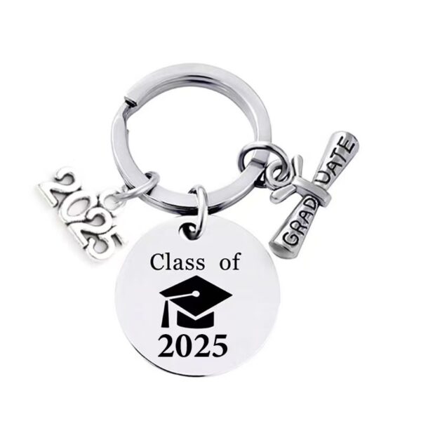 Wholesale Cross-Border 2025 Graduation Season Stainless Steel Keychain with Engraved Metal Keychain as a Commemorative Gift for Classmates and Teachers