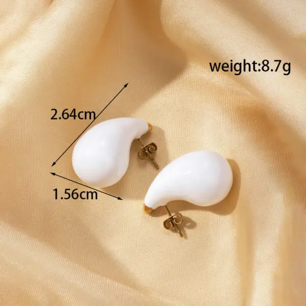Wholesale PVD Coated Water Droplets 304 Stainless Steel French Style Simple Style Classic Style Waterproof Non Tarnish Ear Studs