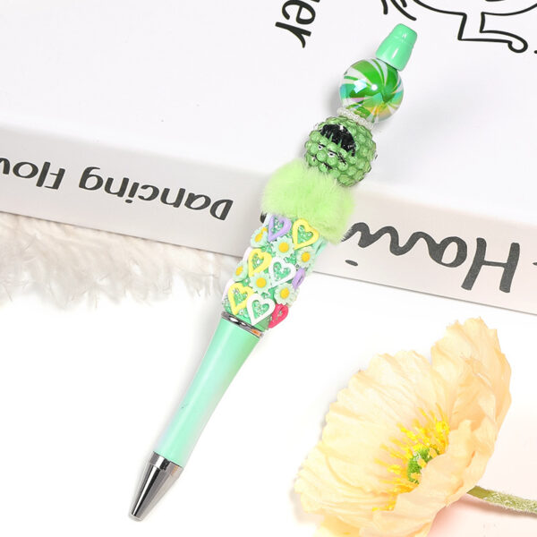 Wholesale Christmas color stripe beads UV plating printing watermelon beads