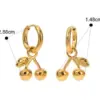304 Stainless Steel Cherry PVD Coated 18K Gold Plated IG Style Gold Drop Earrings