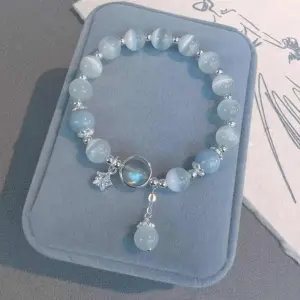 100# Elastic Bracelet-Silver-Blue