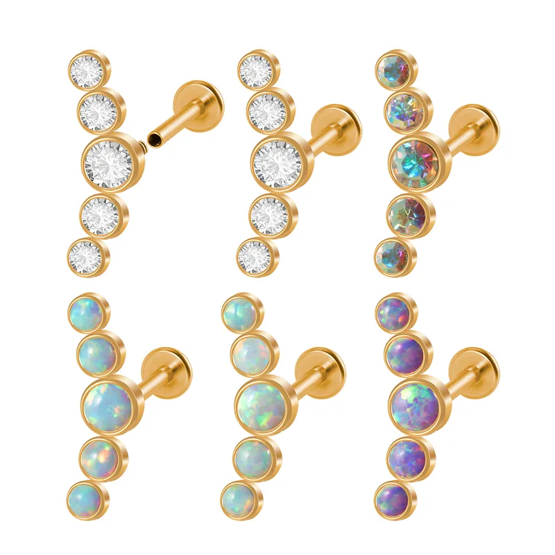 1 Piece Lip Rings Casual Vacation Round Arc 304 Stainless Steel Inlay Zircon 18K Gold Plated Lip Rings Ear Cartilage Rings & Studs