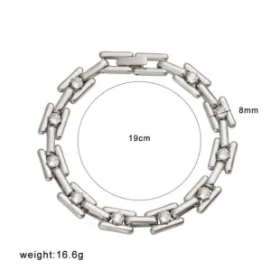 Ysj3 White Diamond Steel Bracelet