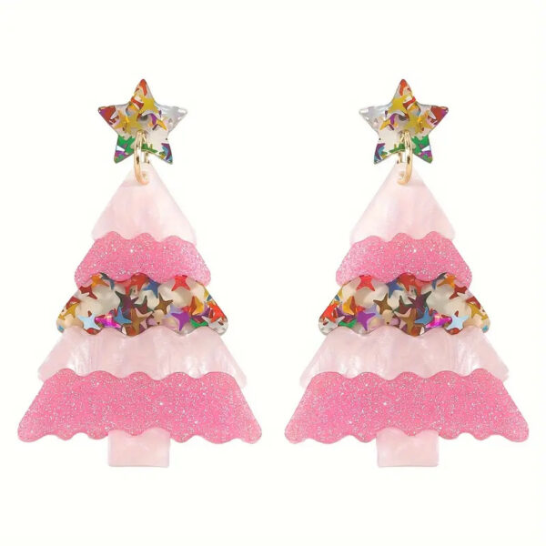 oly-e8070ab6fcab4bc8e8680bd205e0c730 Wholesale Christmas acrylic earrings accessories Europe and the United States cross-border new Christmas tree stitching cartoon earrings earrings