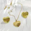 Wholesale New Luxury Geometric Irregular Titanium Steel Necklace Earring Set Fashionable Oil Pressed Ear Studs Elegant Jewelry Set For Women