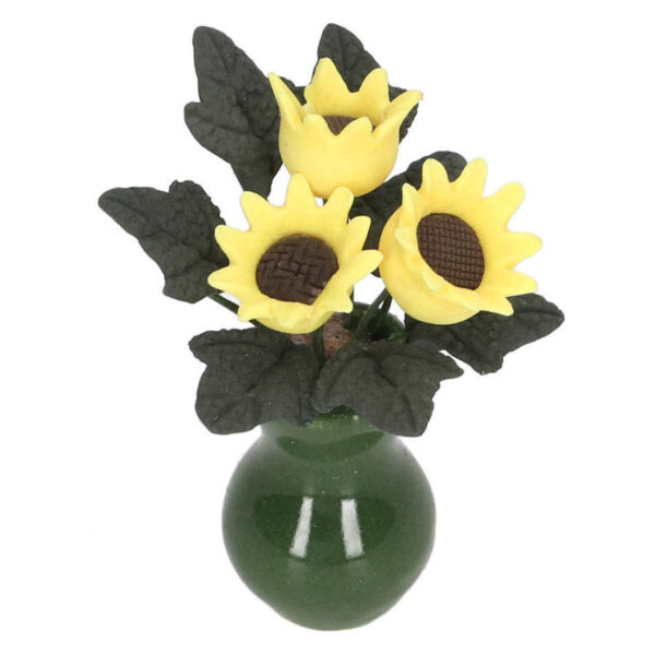 Wholesale 1:12 DOLLHOUSE DOLLHOUSE mini model handmade ob11 plant green porcelain bottle sunflower flower arrangement pot