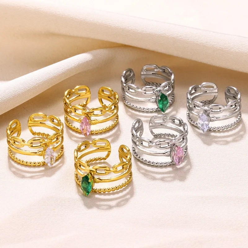Wholesale PVD Coated Real Gold Plated 18K Gold Solid Color 304 Stainless Steel Simple Style Shiny Waterproof Non Tarnish Open Rings