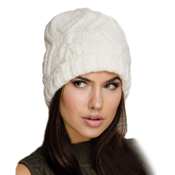Wholesale Diamond check soft chunky wool knit hat