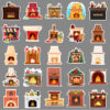Wholesale 50 pcs/pack fireplace graffiti stickers Christmas decorative stickers