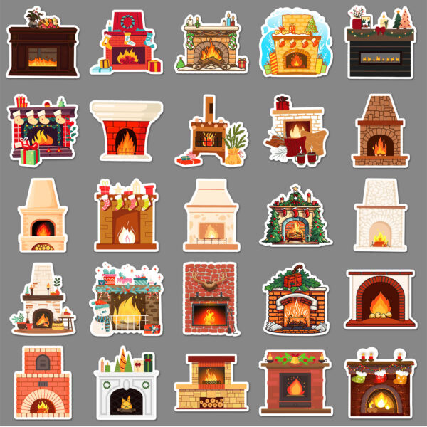 Wholesale 50 pcs/pack fireplace graffiti stickers Christmas decorative stickers