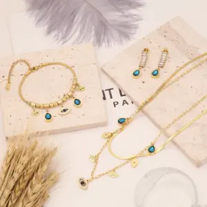 PVD Coated 18K Gold Real Gold Plated Eye Stainless Steel Fashion Waterproof Non Tarnish 304 Stainless Steel Necklace