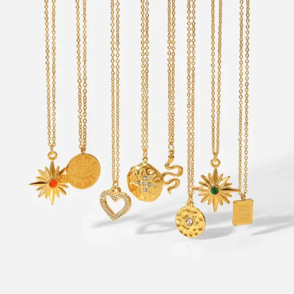 Wholesale Jewelry Fashion Geometric Stainless Steel Titanium Steel PVD Coated Plating Pendant Necklace