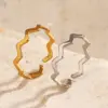 Wholesale Ion Plating (IP) 18K Gold Plated Waves Lines 304 Stainless Steel Elegant Glam Hip-Hop Waterproof Non Tarnish Open Rings