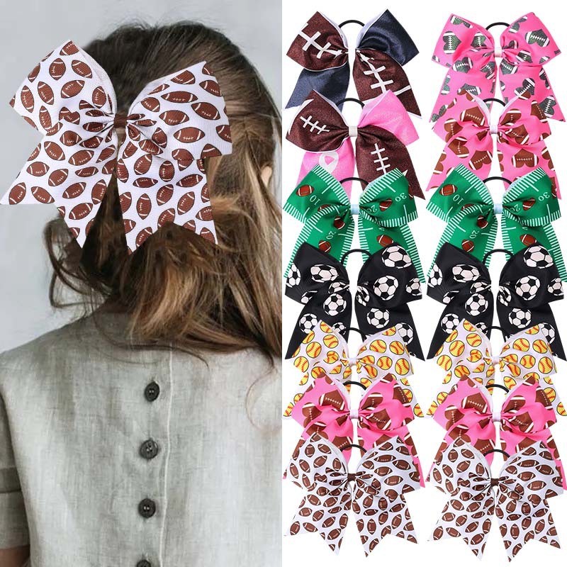 Wholesale World C fans chilen's dovetail bow hair band Football Pattern