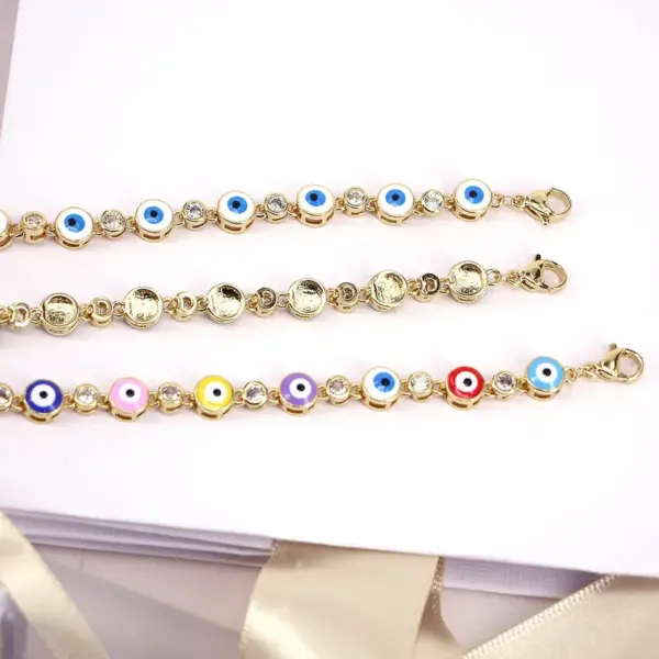 Wholesale Retro Oil Drop Zircon Devil's Eye Adjustable Eye Copper Bracelet Wholesale