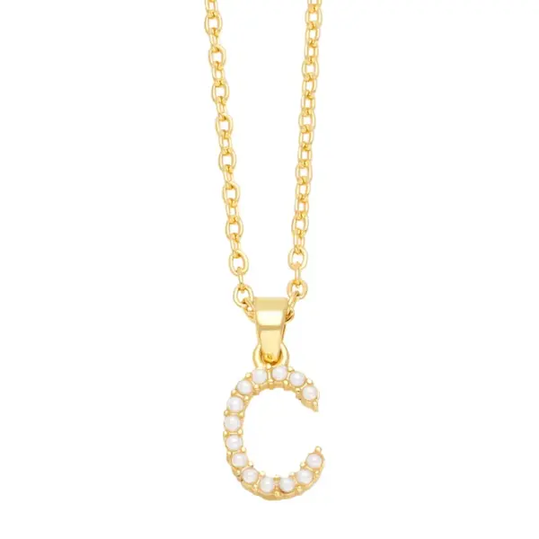 Wholesale Simple Style Letter Copper Inlay Anti-pearl Necklace