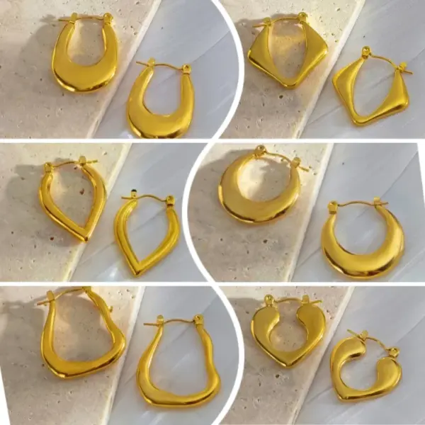 Wholesale 1 Pair Elegant Retro Geometric Heart Shape Titanium Steel Earrings