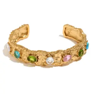 Colorful Crystals Bracelet-Gold Color