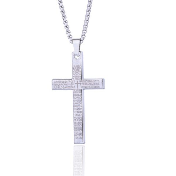 Wholesale European and American New Cross Necklace Men's Scripture Neutral Style Hip Hop Pendant Pendant Necklace Women's Jewelry