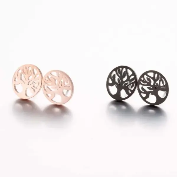 PVD Coated 18K Gold Real Gold Plated Tree 304 Stainless Steel Preppy Style Waterproof Non Tarnish Ear Studs