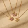 304 Stainless Steel Copper 18K Gold Plated Cartoon Zircon Necklace