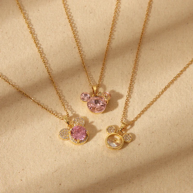 Wholesale 304 Stainless Steel Copper 18K Gold Plated Cartoon Zircon Necklace