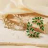 Wholesale 1 Pair Elegant Artistic Streetwear Leaf Asymmetrical Copper Glass Zircon K Gold Plated Rhodium Plated Ear Studs