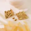 201 Stainless Steel Geometric Flower Rack Plated Stone-Free Imitation Gold Modern Style Stamping Gold Drop Earrings Ear Studs