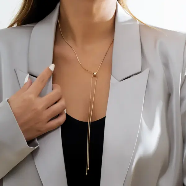 Wholesale 304 Stainless Steel Solid Color PVD Coated 18K Real Gold Plated Elegant Simple Style Waterproof Non Tarnish Plating Bracelets Necklace