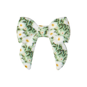 D31 - Green background with white chrysanthemum - 40mm - 3D watermark bow