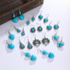 Wholesale Cross-border Moonstone Retro Water op Earrings European and American Creative Topaz Rainbow Gem Earrings Turquoise Earrings