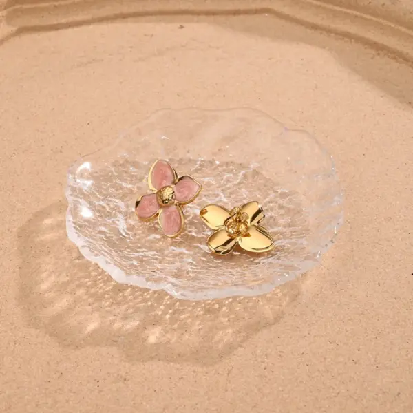 Wholesale 1 Pair/Package Casual Elegant Sweet Flower Enamel 304 Stainless Steel Butterfly Backs Ear Studs
