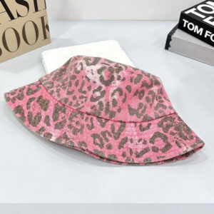 Pink leopard print bucket hat / M (56-58cm) adjustable